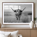 Texas Cow Longhorn Wall Art Canvas Print for Farm House Wall
