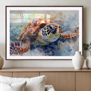 Watercolor Sea Turtle Wall Art Canvas Print - Vibrant Ocean