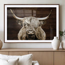 Highland Cow Wall Art Canvas Print, Rustic Farmhouse Decor,