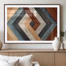 Geometric Wood Art Wall Decor Canvas Print, Rustic Wooden