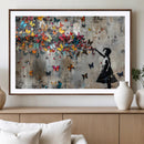 Banksy Wall Art - Banksy Girl and Butterfly Explosion Wall