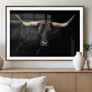 Black Bull Wall Art – Majestic Longhorn Canvas Print with