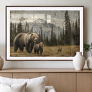 Rustic Grizzly 399 Bear Family Wall Art Canvas Print