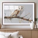 Barn Owl Wall Art on Branch | Stunning Canvas Print for