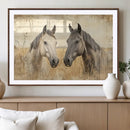 Chines Ink Style Grunge Horses Wall Art Canvas Print