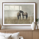 Chines Style Grunge Horses Wall Art Canvas Print