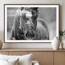 Black and White Horse Winter Wall Art | Ready to Hang and