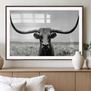 Longhorn Bull Canvas Print | Rustic Farmhouse Wall Art |
