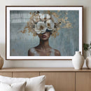 Golden Petal Wall Art - Petal Silhouette Woman Wall Art by MyGreatCanvas | Canvas Wall Art Prints | Photo Prints & Wall Decor