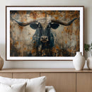 Longhorn Wall Art – Rustic Western Bull Canvas Print, Modern
