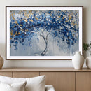 Blue and Gold Abstract Tree Wall Art Canvas Print | Modern