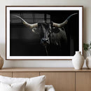 Texas Black Longhorn Bull Wall Art Canvas Print - Western by MyGreatCanvas | Canvas Wall Art Prints | Photo Prints & Wall Decor
