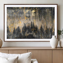 Golden Forest Abstract Wall Art | Dark Forest with Gold