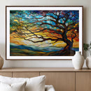 Vibrant Mosaic Tree of Life Wall Art | Stained Glass Style
