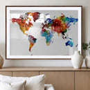Colorful World Map Canvas Wall Art Print, Contemporary