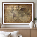 Vintage World Map Wall Art Canvas – Antique Style Push Pin