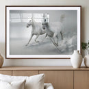 Large Wall Art Canvas Print – Beautiful Running White Horses