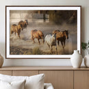 Large Wall Art 5 Horses Running on Sand Canvas Print