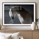 Large Wall Art Cream Colored Horse on Grey Background Canvas
