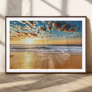 Golden Sunset Beach Print Canvas Wall Art, Giclee Canvas