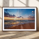 Serene Ocean Sunset Canvas Print, Golden Hour Beach Wall