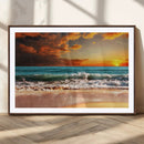 Golden Sunset Beach Canvas Wall Art – Triptych Seascape