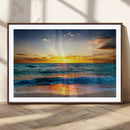 Vibrant Ocean Sunrise Over Golden Beach Waves, Giclee Canvas by MyGreatCanvas | Canvas Wall Art Prints | Photo Prints & Wall Decor
