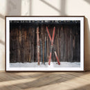 Vintage Ski Gear Canvas Print, Vintage Ski Gear Against
