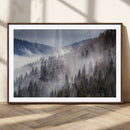 Beautiful Rising Fog in Winter Mountain Landscape- Framed