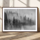 Foggy Misty Forest Canvas Wall Art – Black and White