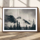 Large Foggy Mountain Forest Wall Art Canvas Print | Misty