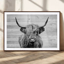Scottish Highland Cow Cattle Art Print on Wood Background by MyGreatCanvas | Canvas Wall Art Prints | Photo Prints & Wall Decor