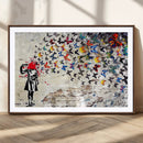 Banksy Art Butterfly Girl Explosion Canvas Art – Vibrant