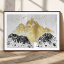 Golden Mountain Triptych Wall Art Canvas Print, Modern