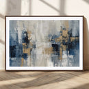 Modern Abstract Canvas Wall Art in Blue and Gold Tones |