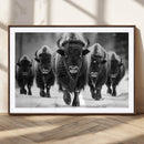 American Bison Art | Buffalo Herd Wall Art Canvas Print, BW