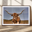 Texas Longhorn Wall Art Print, Framed Longhorn Cow Wall Art