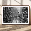 Winter Ski Lift Black and White Canvas Wall Art – Alpine