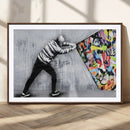 Banksy Art Behind the Curtain Street Wall Art Canvas Print |