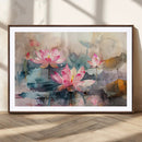 Lotus Flower Wall Art | 3-Panel Giclee Canvas Print of Pink