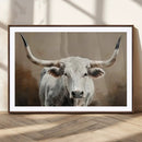 White Longhorn Bull Wall Art Canvas Print – Framed and Ready by MyGreatCanvas | Canvas Wall Art Prints | Photo Prints & Wall Decor