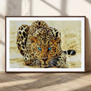 Blue-Eyed Leopard Canvas Wall Art - Framed Animal Print