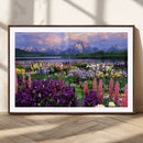 Vibrant Wildflower Garden and Mountain View Giclee Canvas