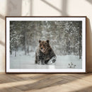 Grizzly Bear Wall Art – Framed Snowy Forest Canvas Artwork, by MyGreatCanvas | Canvas Wall Art Prints | Photo Prints & Wall Decor