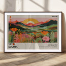 Framed Yayoi Kusama Print, Vibrant Floral Mountain Art