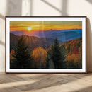 Golden Sunset Over Mountain Forest Canvas Wall Art Print -