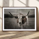 Texas Longhorn Cow Canvas Wall Art Print - Large Rustic