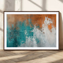 Vintage Abstract Print - Bold Teal and Orange Canvas Wall