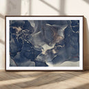 Large Abstract Blue and Gold Canvas Wall Art Fluid Ink