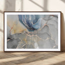 Large Abstract Blue and Gold Canvas Wall Art | Fluid Ink